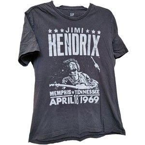 Jimi Hendrix Memphis Tennessee April 18 1969 Black T-Shirt Gap Size M Band Retro